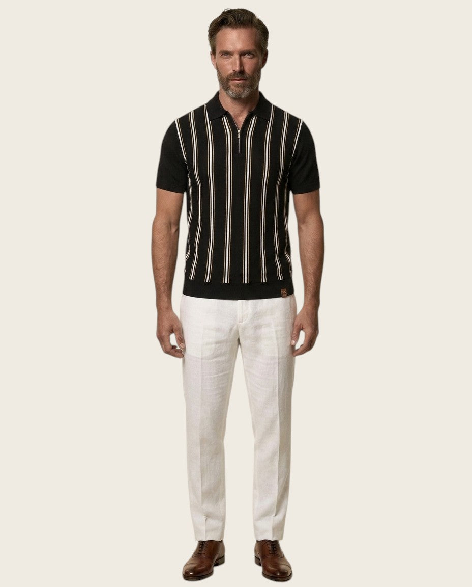 The Sorrento Stripe Zip Polo