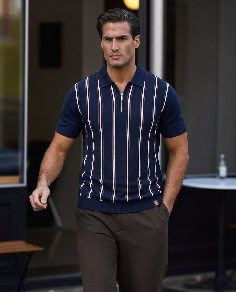 The Sorrento Stripe Zip Polo