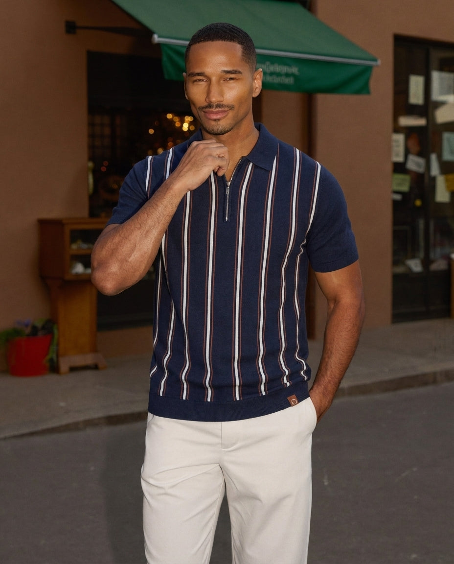 The Sorrento Stripe Zip Polo