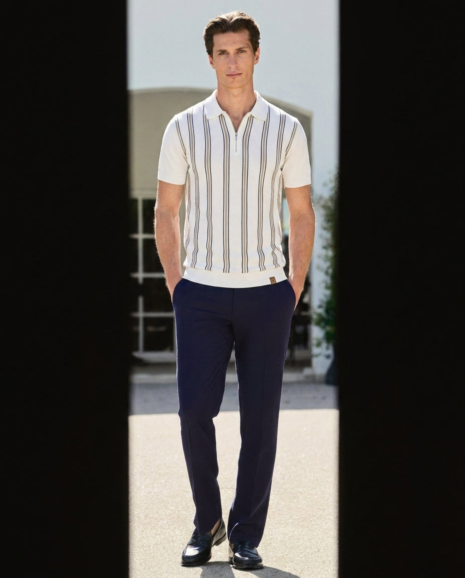 The Sorrento Stripe Zip Polo