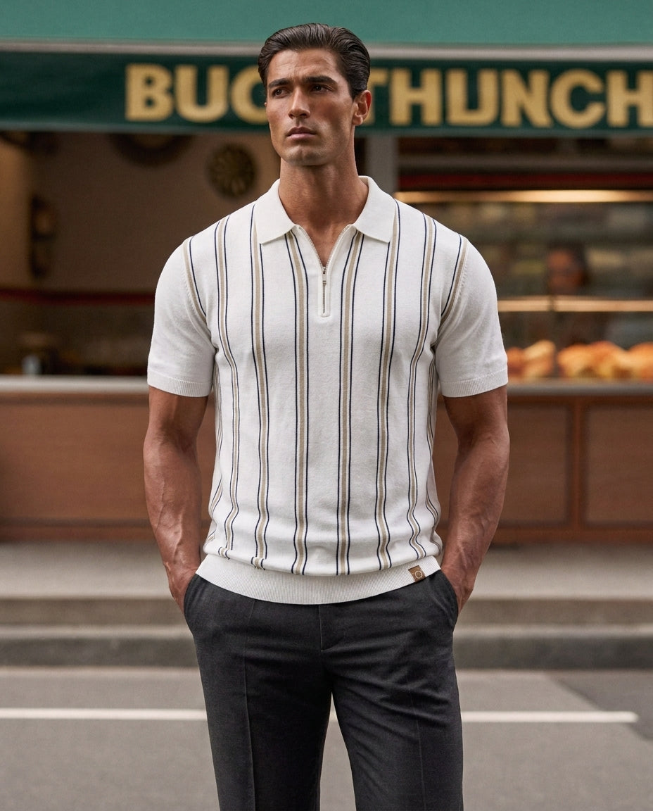 The Sorrento Stripe Zip Polo