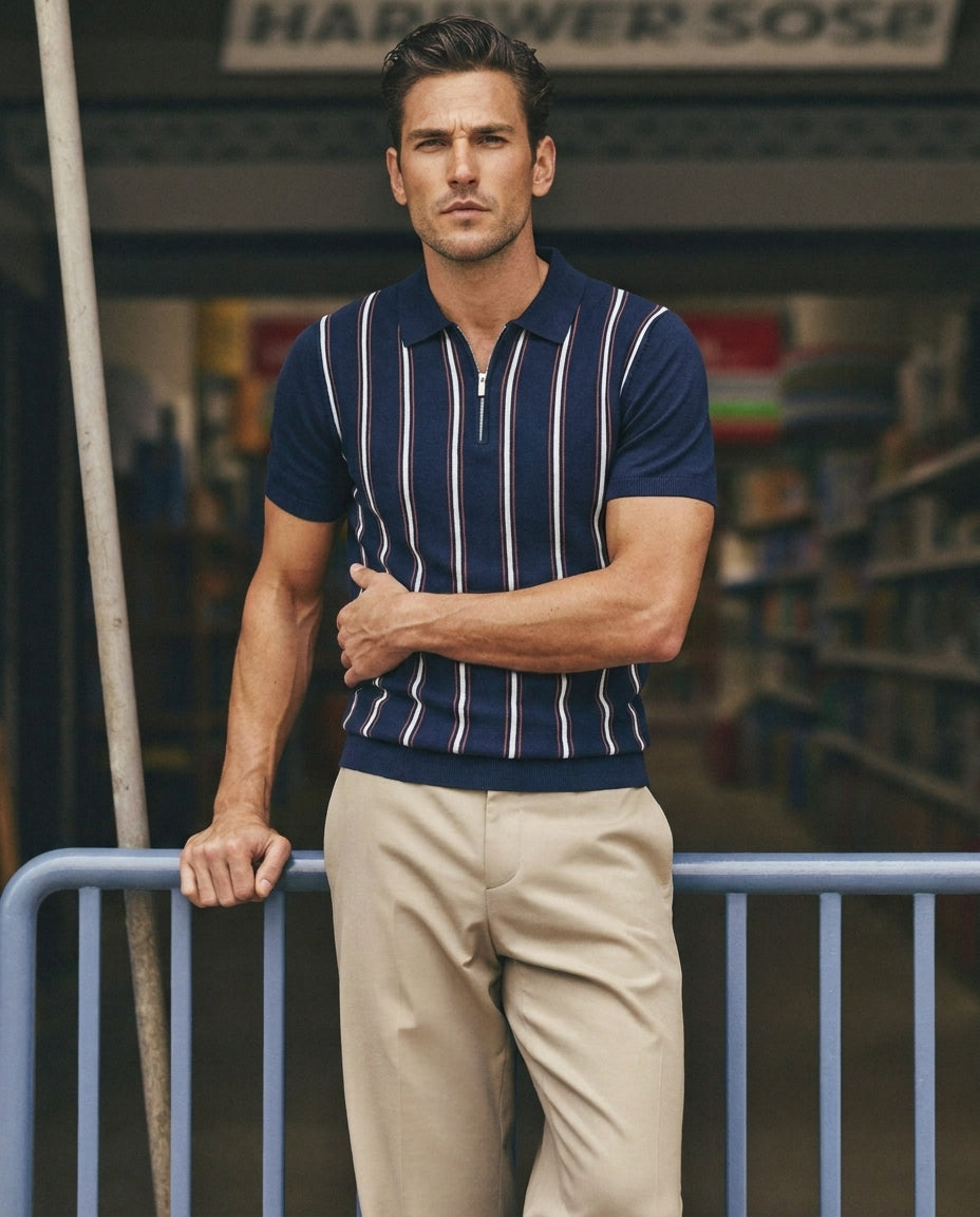 The Sorrento Stripe Zip Polo