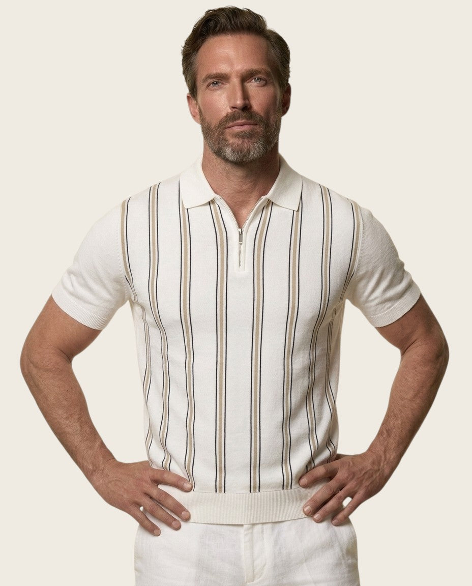 The Sorrento Stripe Zip Polo