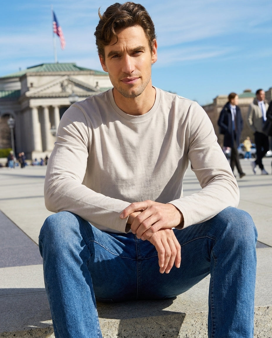 The Fairview Long Sleeve Tee, 100% Cotton