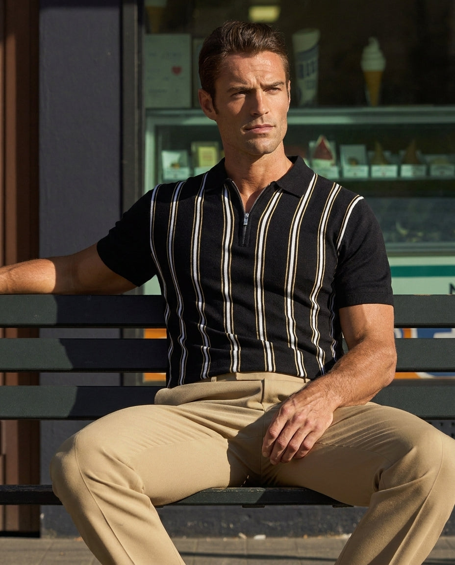 The Sorrento Stripe Zip Polo