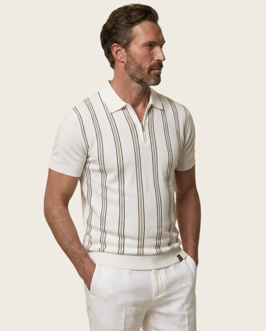The Sorrento Stripe Zip Polo